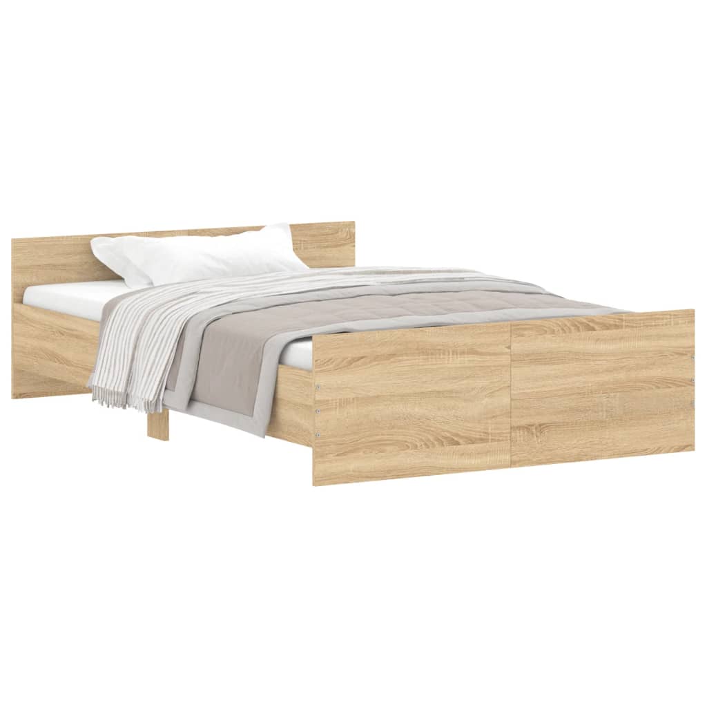 Bedframe Met Hoofd- En Voeteneinde Kleur 120 x 190 cm Sonoma eiken