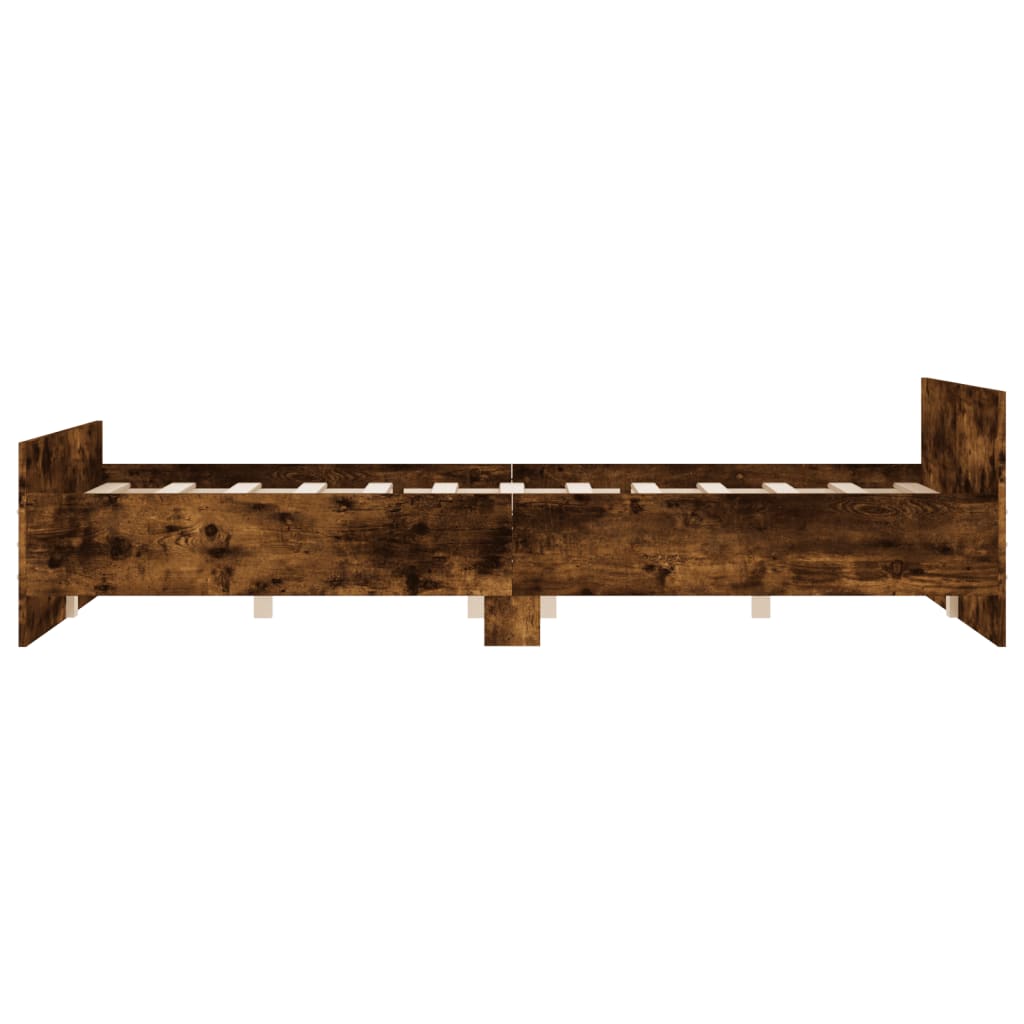 Bedframe Met Hoofd- En Voeteneinde 120 x 190 cm Gerookt eiken