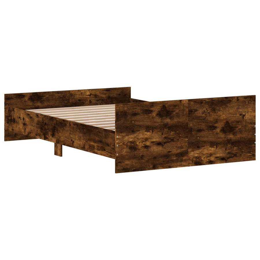 Bedframe Met Hoofd- En Voeteneinde 120 x 190 cm Gerookt eiken