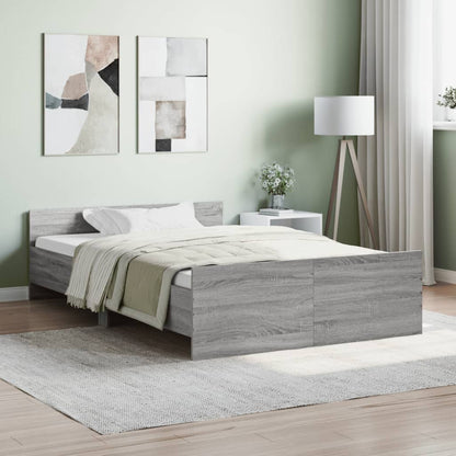 Bedframe Met Hoofd- En Voeteneinde 120 x 190 cm Grijs sonoma