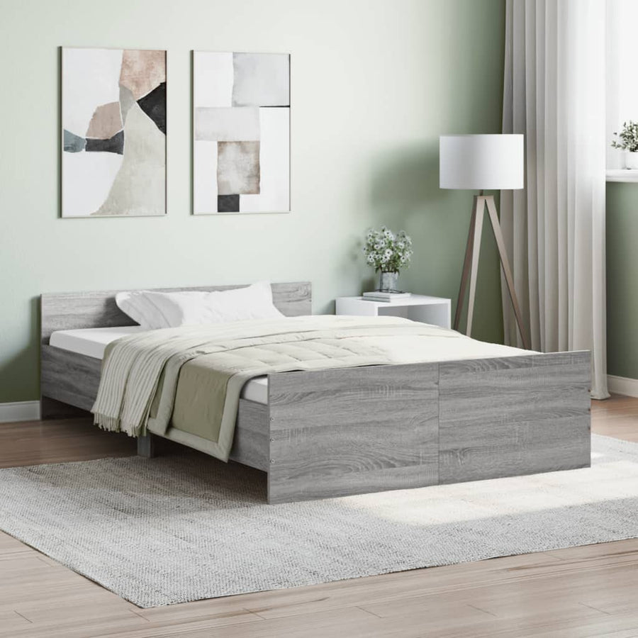 Bedframe Met Hoofd- En Voeteneinde 120 x 190 cm Grijs sonoma
