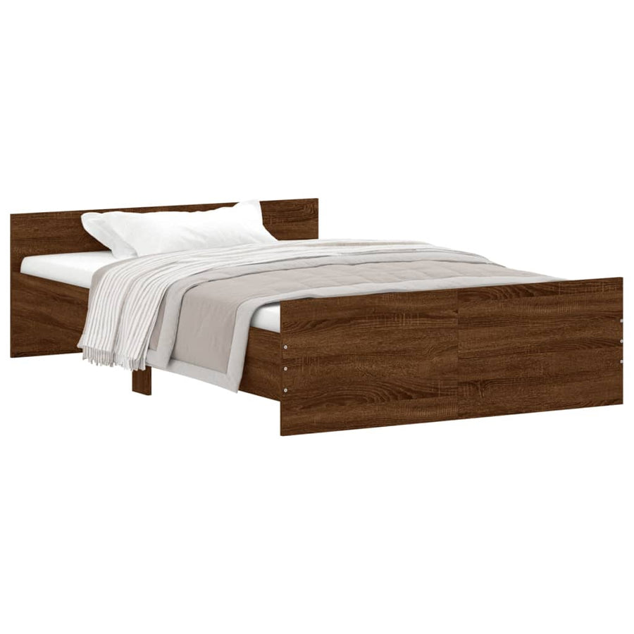 Bedframe Met Hoofd- En Voeteneinde Bruineikenkleurig 120 x 190 cm bruin eikenkleur