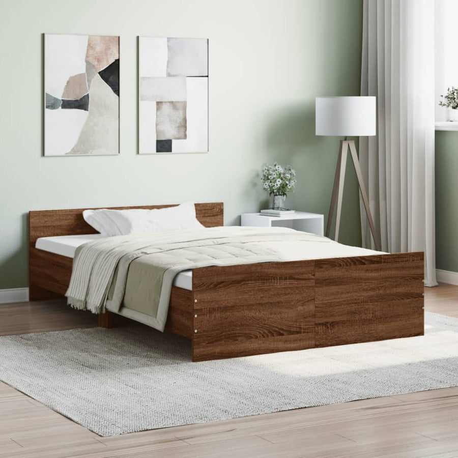 Bedframe Met Hoofd- En Voeteneinde Bruineikenkleurig 120 x 190 cm bruin eikenkleur