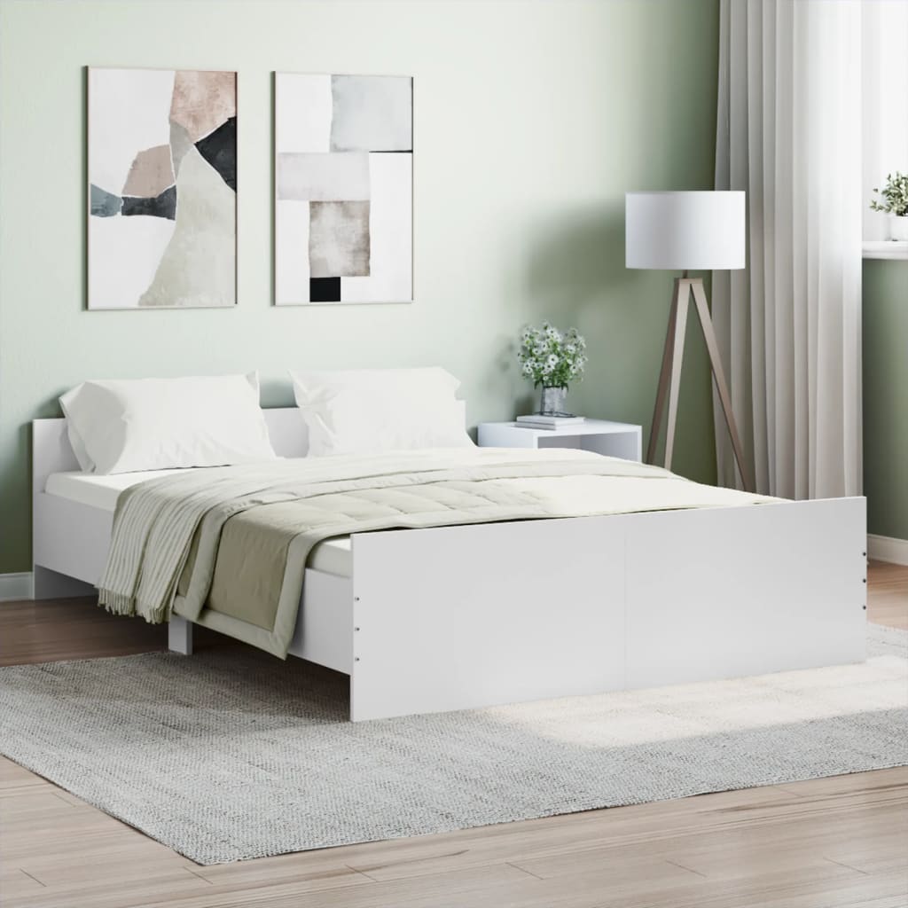 Bedframe Met Hoofd- En Voeteneinde 140 x 190 cm Wit