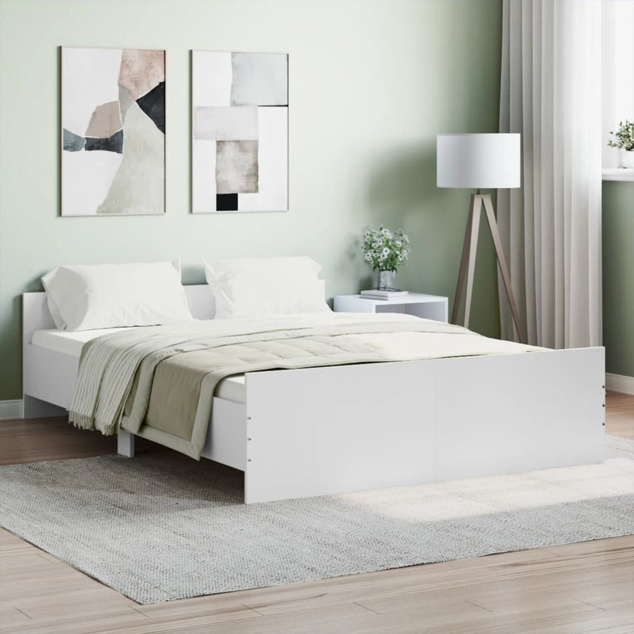 Bedframe Met Hoofd- En Voeteneinde 140 x 190 cm Wit