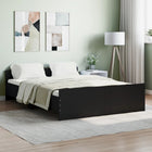 Black bed frame with headboard and footboard 140x190 cm