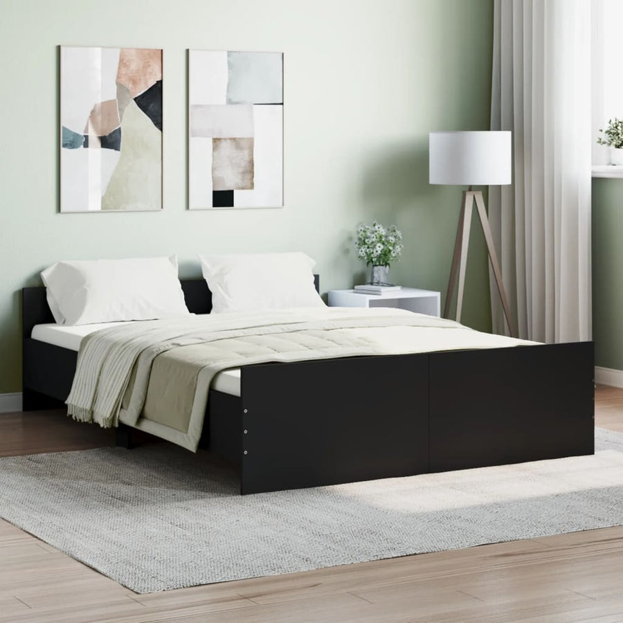 Bedframe Met Hoofd- En Voeteneinde 140 x 190 cm Zwart