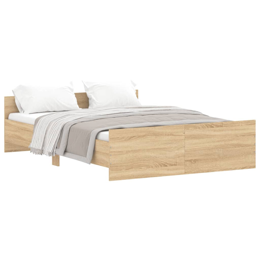 Bedframe Met Hoofd- En Voeteneinde Kleur 140 x 190 cm Sonoma eiken