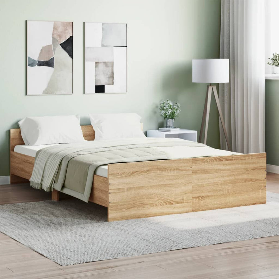 Bedframe Met Hoofd- En Voeteneinde Kleur 140 x 190 cm Sonoma eiken