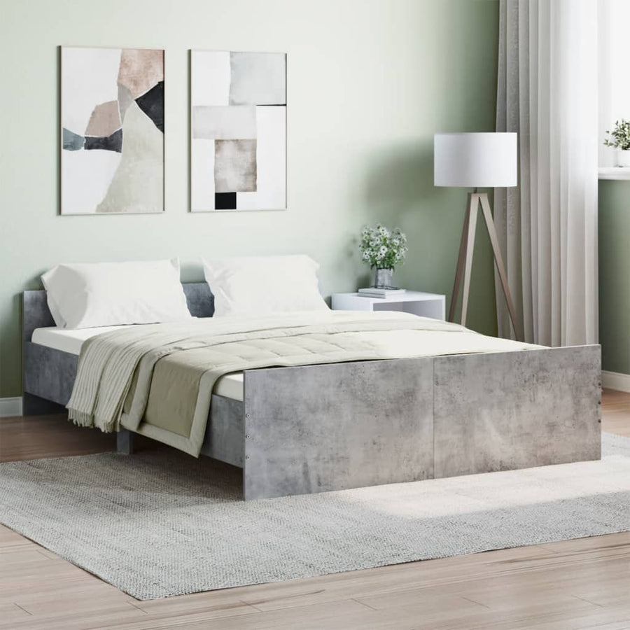 Bedframe Met Hoofd- En Voeteneinde 140 x 190 cm Betongrijs