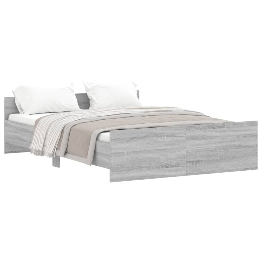 Bedframe Met Hoofd- En Voeteneinde 140 x 190 cm Grijs sonoma