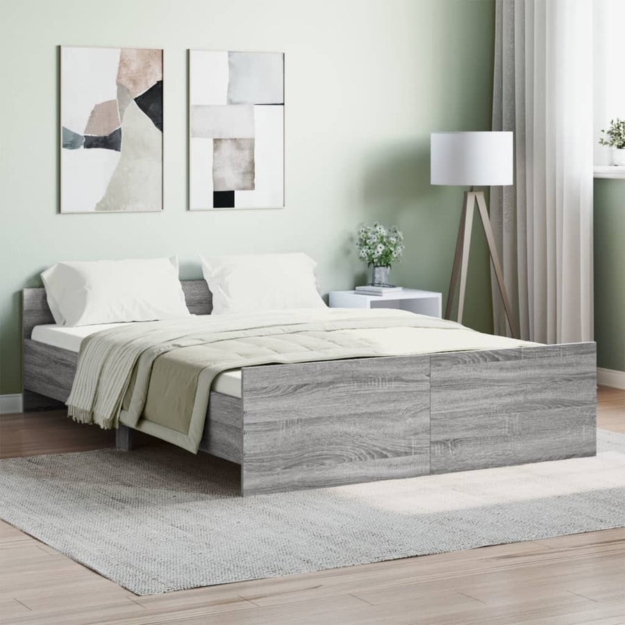 Bedframe Met Hoofd- En Voeteneinde 140 x 190 cm Grijs sonoma