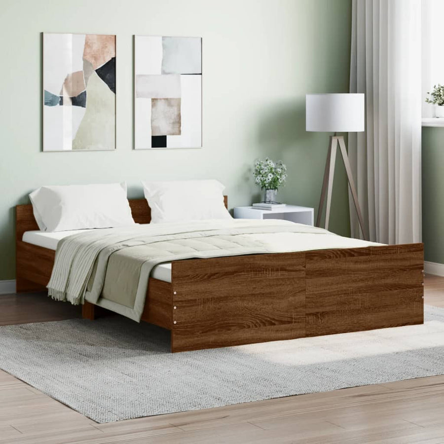Bedframe Hoofd- En Voeteneinde Ig 140 x 190 cm bruin eikenkleur