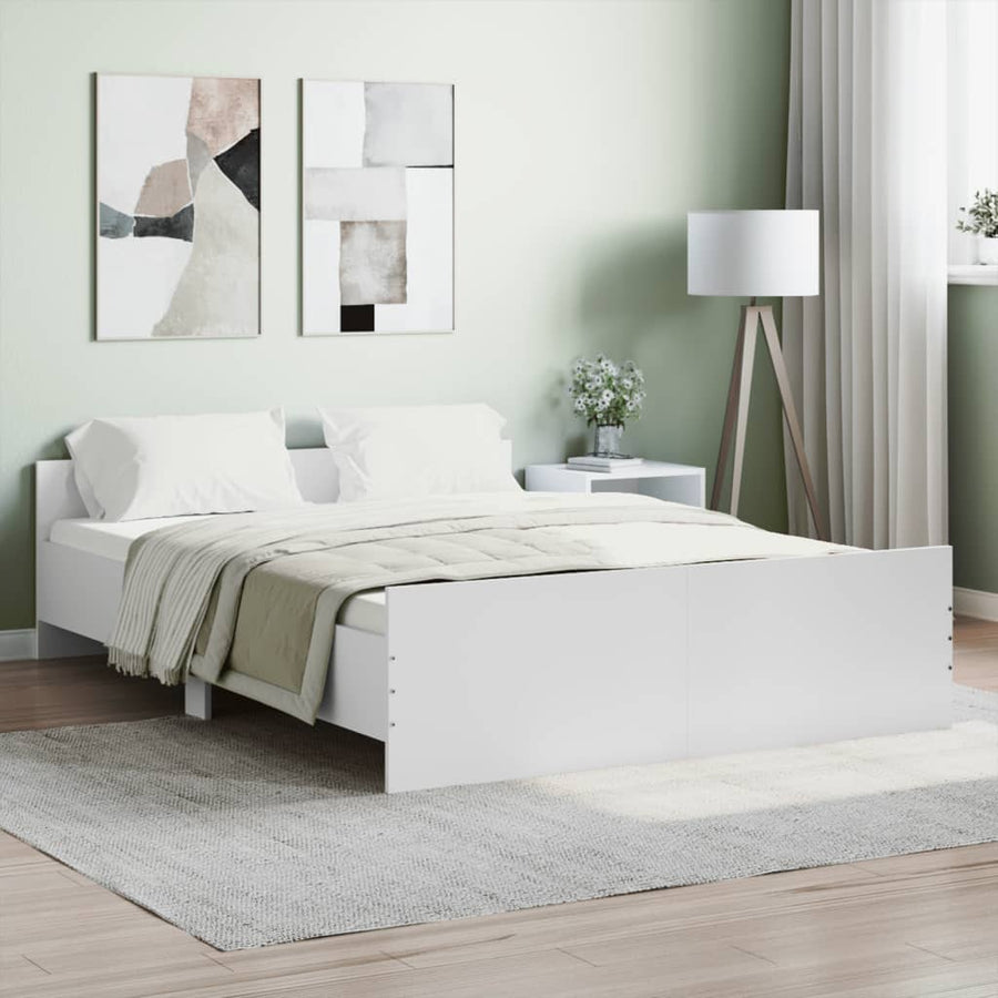 Bedframe Met Hoofd- En Voeteneinde 135 x 190 cm Wit