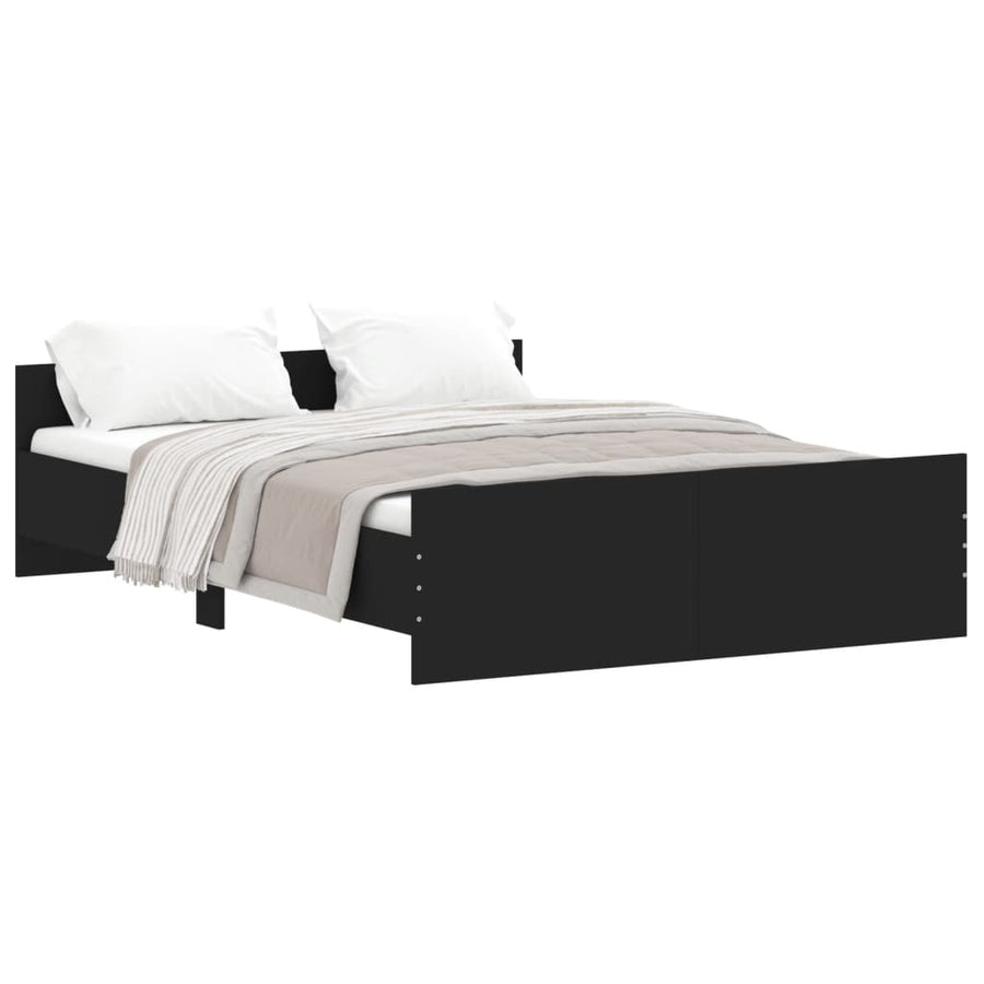 Bedframe Met Hoofd- En Voeteneinde 135 x 190 cm Zwart