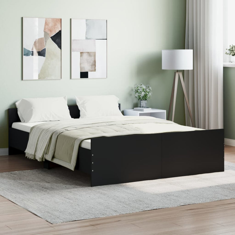 Bedframe Met Hoofd- En Voeteneinde 135 x 190 cm Zwart