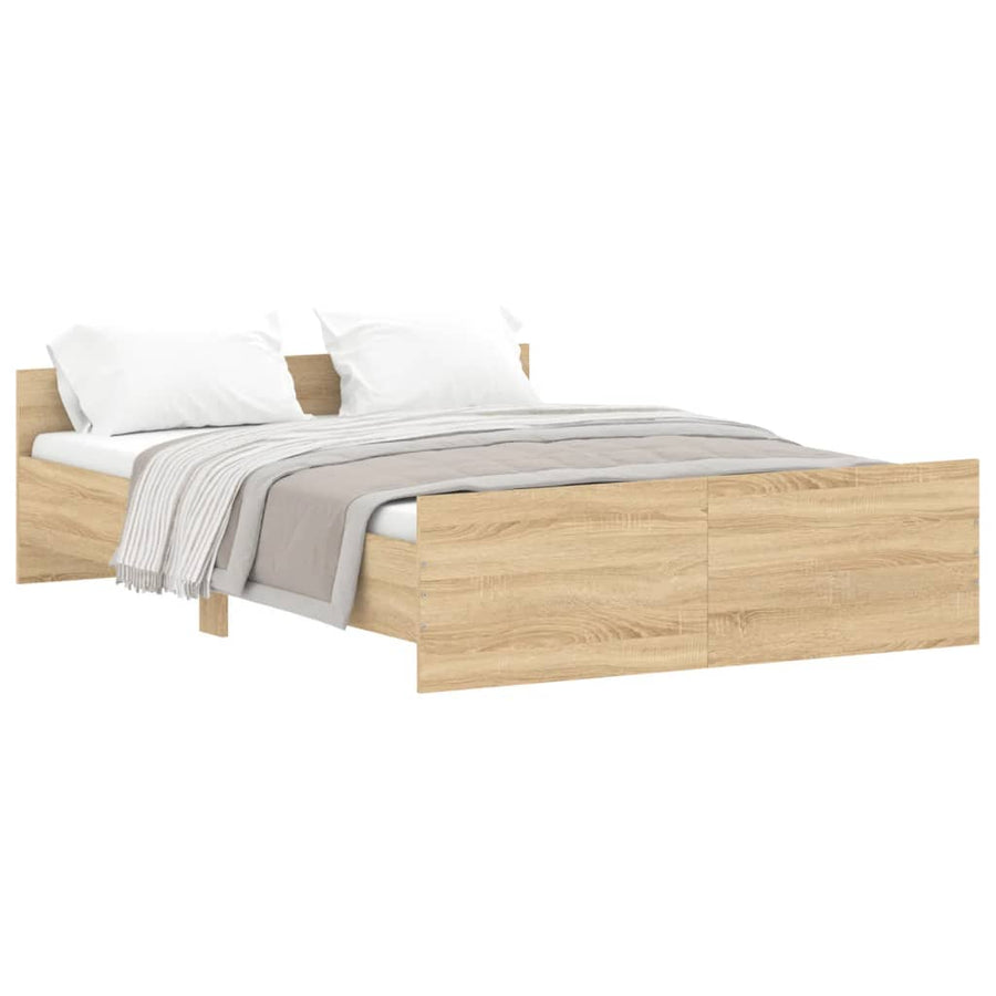 Bedframe Met Hoofd- En Voeteneinde Kleur 135 x 190 cm Sonoma eiken