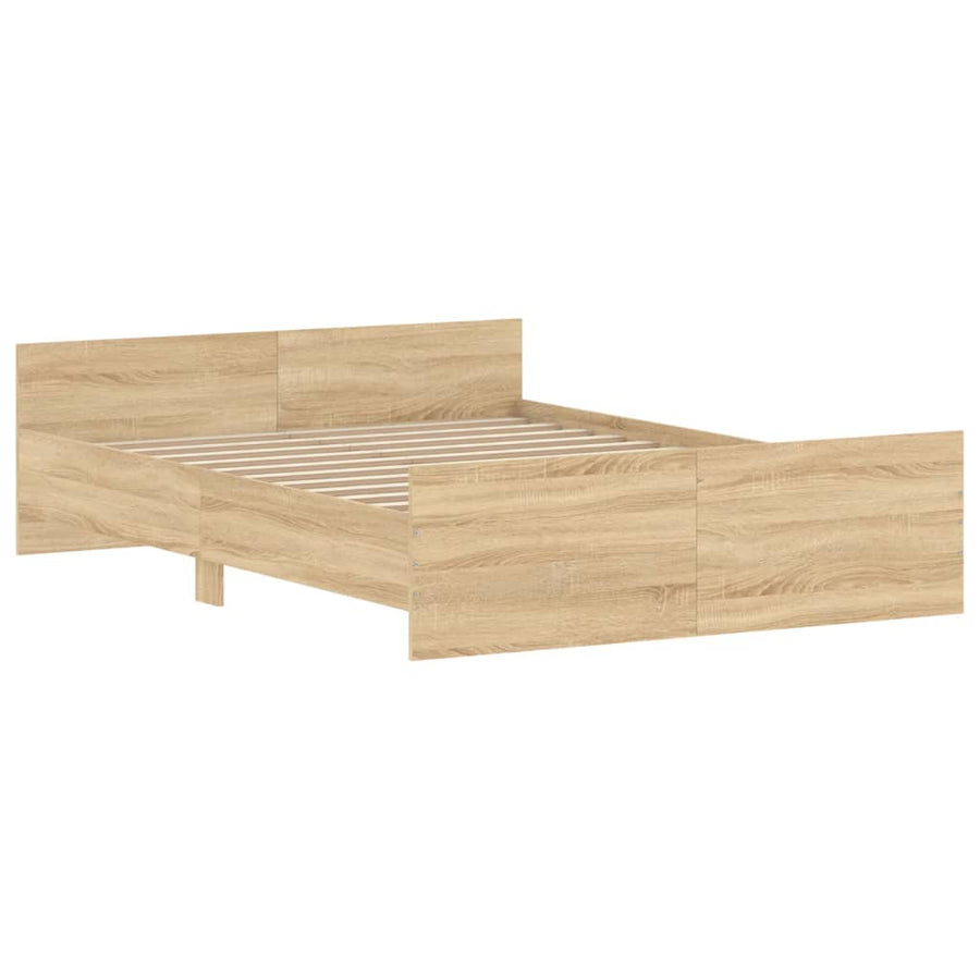 Bedframe Met Hoofd- En Voeteneinde Kleur 135 x 190 cm Sonoma eiken