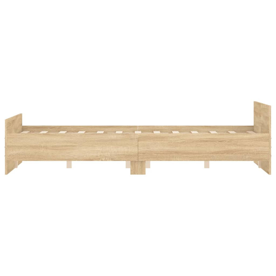 Bedframe Met Hoofd- En Voeteneinde Kleur 135 x 190 cm Sonoma eiken