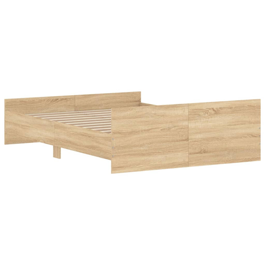 Bedframe Met Hoofd- En Voeteneinde Kleur 135 x 190 cm Sonoma eiken