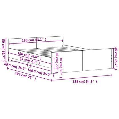 Bedframe Met Hoofd- En Voeteneinde 135 x 190 cm Betongrijs