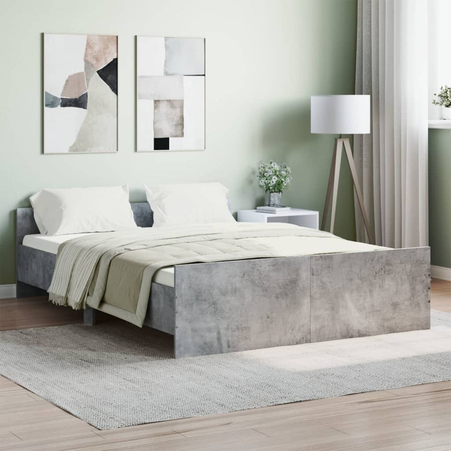 Bedframe Met Hoofd- En Voeteneinde 135 x 190 cm Betongrijs