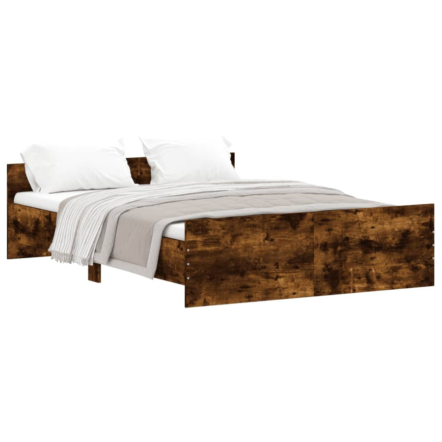 Bedframe Met Hoofd- En Voeteneinde 135 x 190 cm Gerookt eiken