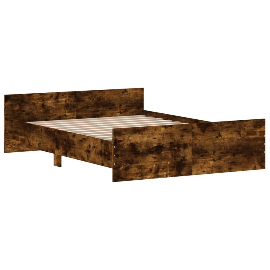 Bedframe Met Hoofd- En Voeteneinde 135 x 190 cm Gerookt eiken