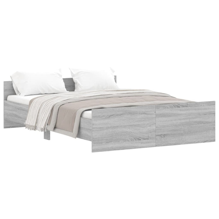 Bedframe Met Hoofd- En Voeteneinde 135 x 190 cm Grijs sonoma