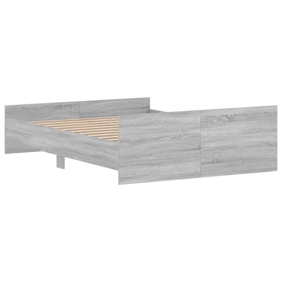 Bedframe Met Hoofd- En Voeteneinde 135 x 190 cm Grijs sonoma