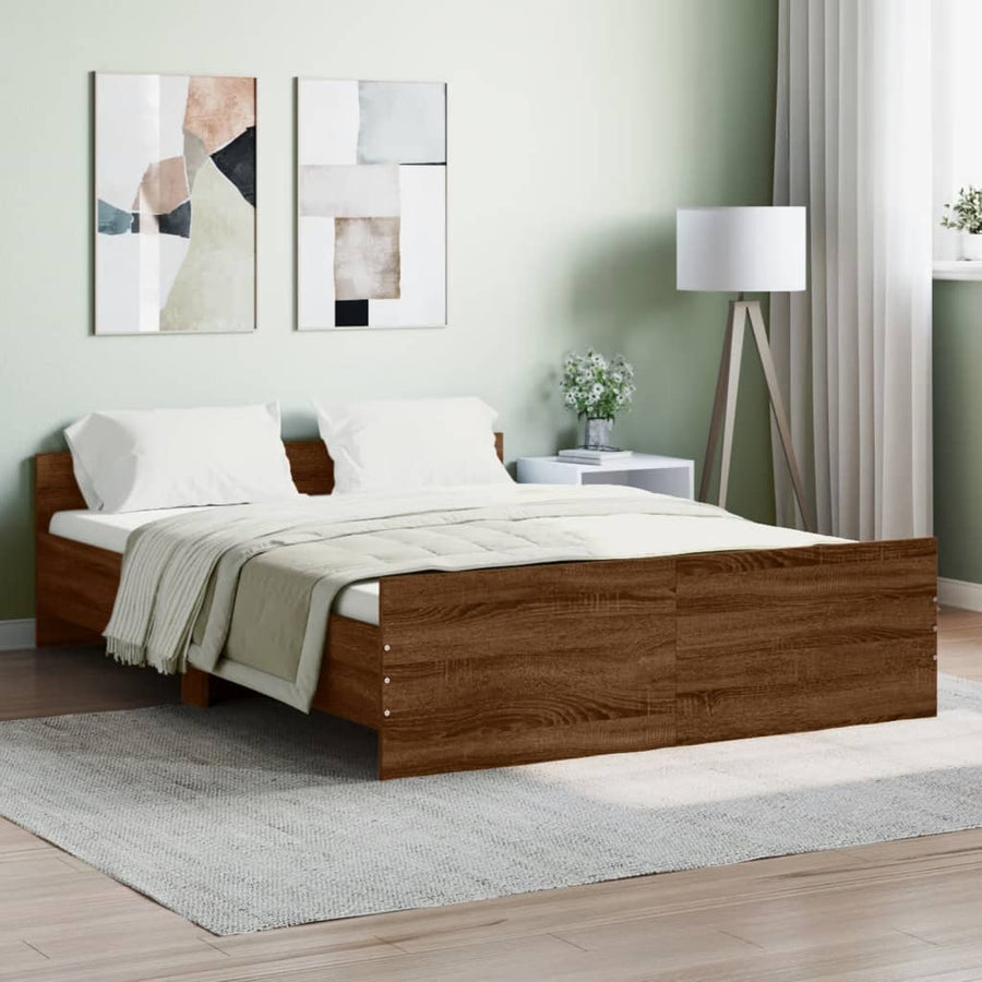 Bedframe Hoofd- En Voeteneinde Ig 135 x 190 cm bruin eikenkleur