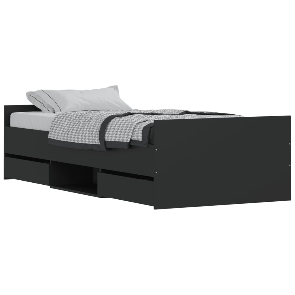 Bedframe Met Hoofd- En Voeteneinde 100 x 200 cm Zwart
