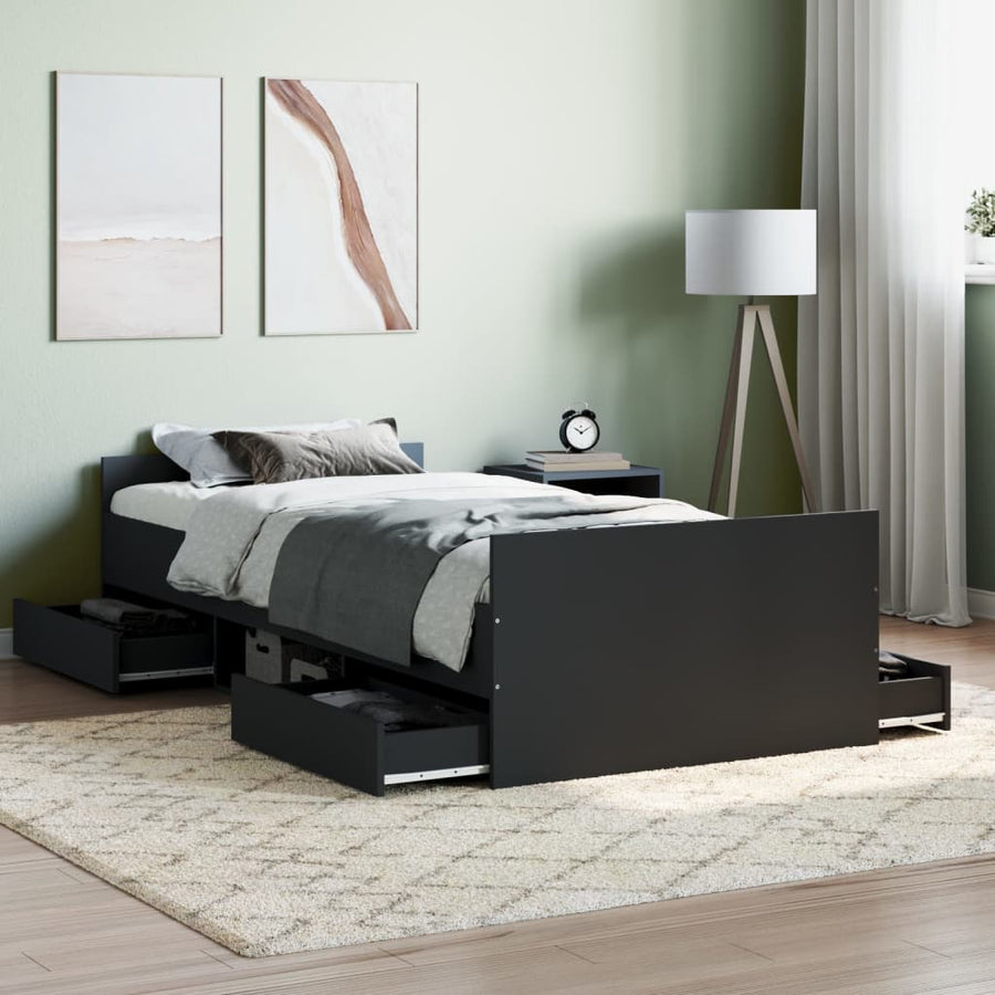 Bedframe Met Hoofd- En Voeteneinde 100 x 200 cm Zwart