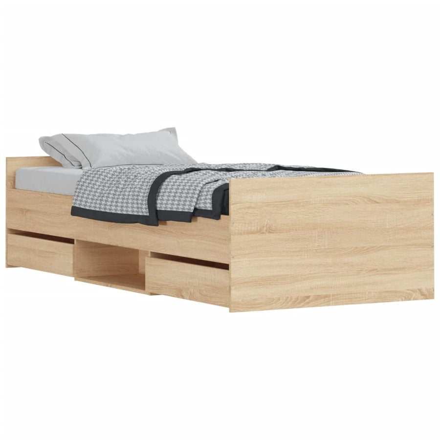 Bedframe Met Hoofd- En Voeteneinde Kleur 100 x 200 cm Sonoma eiken