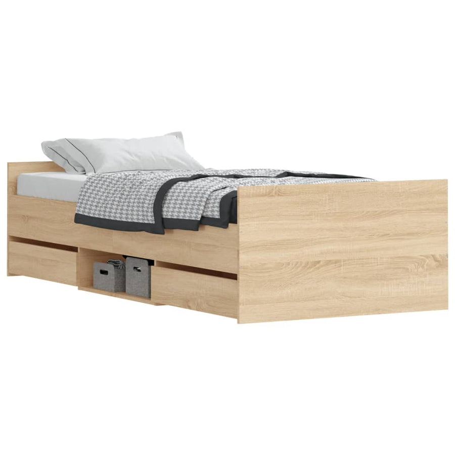 Bedframe Met Hoofd- En Voeteneinde Kleur 100 x 200 cm Sonoma eiken