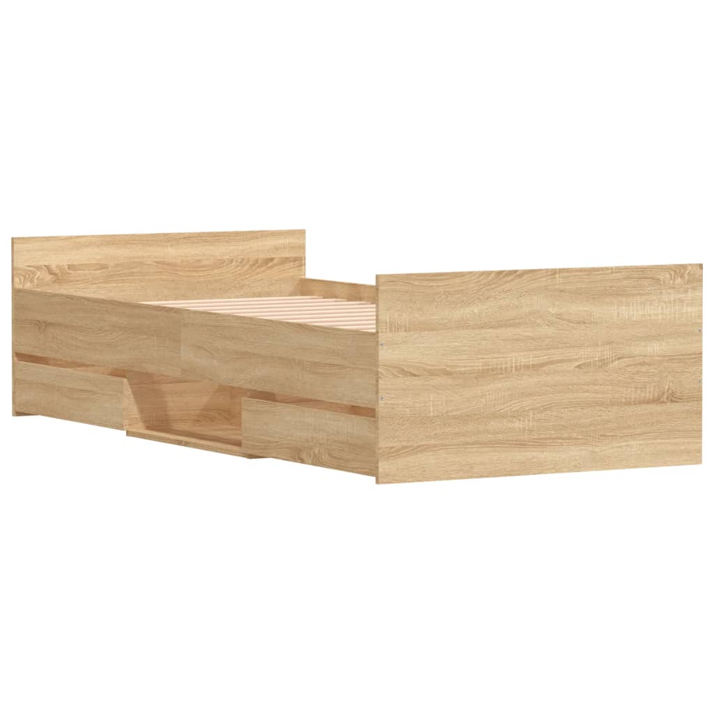 Bedframe Met Hoofd- En Voeteneinde Kleur 100 x 200 cm Sonoma eiken