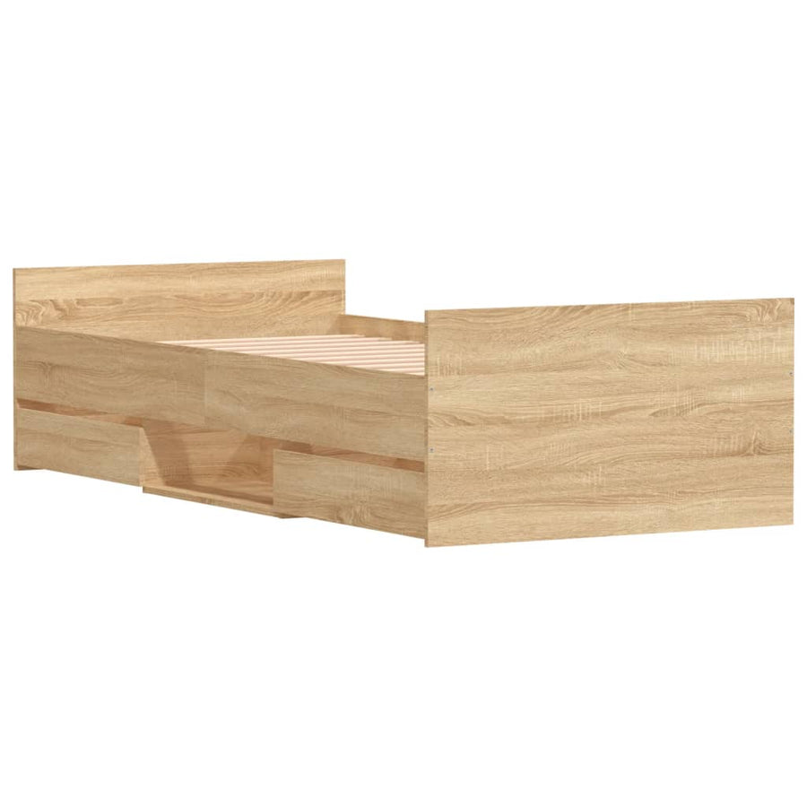 Bedframe Met Hoofd- En Voeteneinde Kleur 100 x 200 cm Sonoma eiken