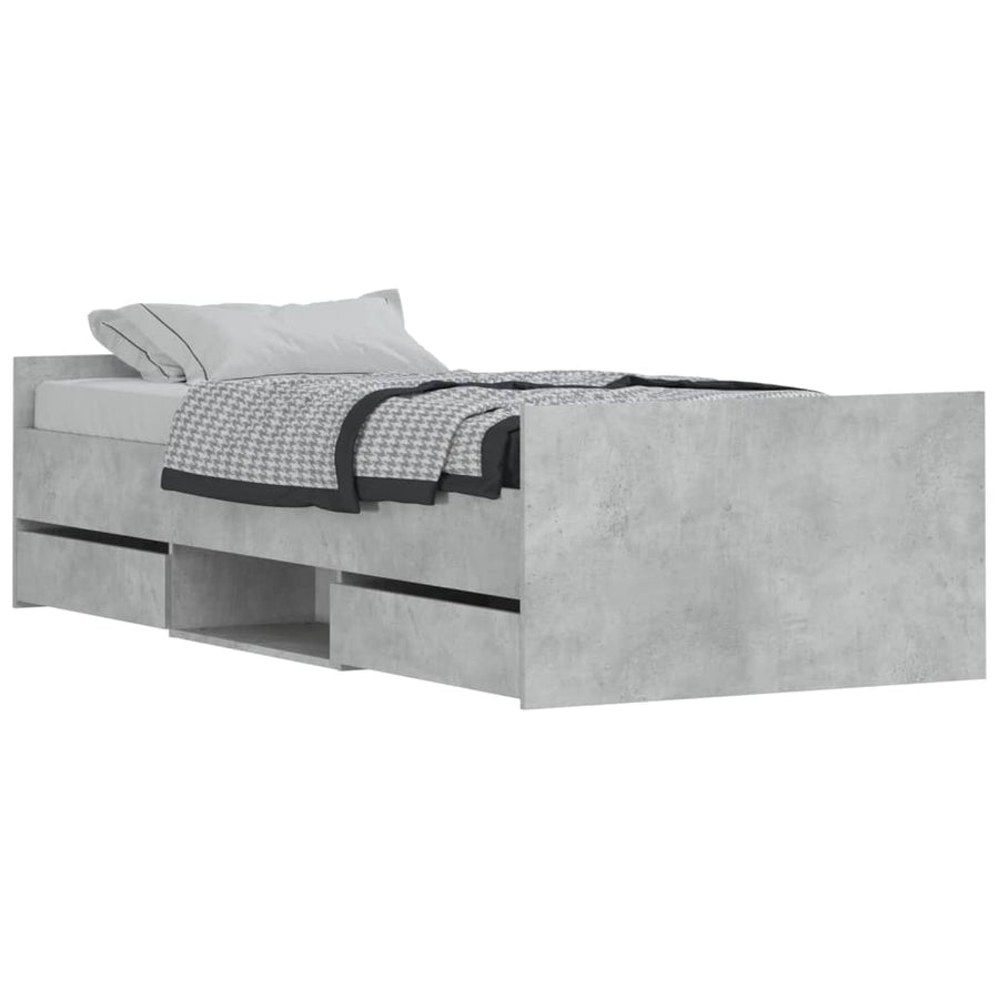 Bedframe Met Hoofd- En Voeteneinde 100 x 200 cm Betongrijs