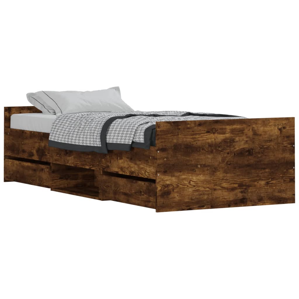 Bedframe Met Hoofd- En Voeteneinde 100 x 200 cm Gerookt eiken