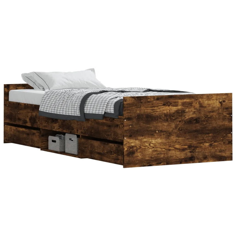 Bedframe Met Hoofd- En Voeteneinde 100 x 200 cm Gerookt eiken