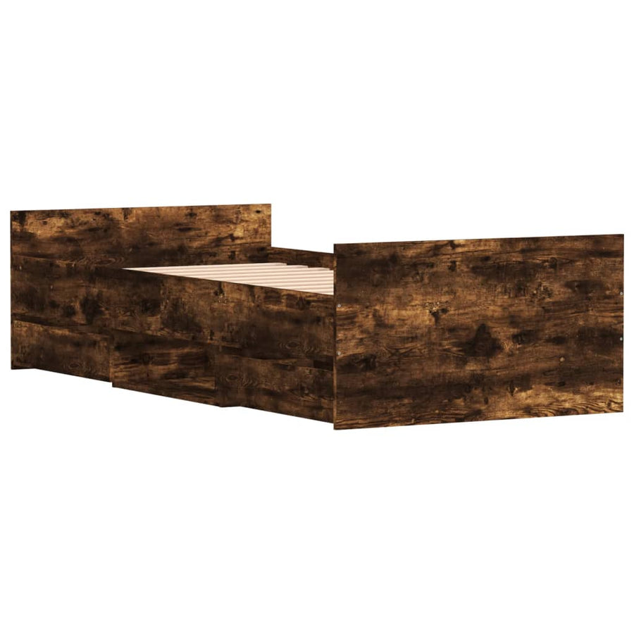 Bedframe Met Hoofd- En Voeteneinde 100 x 200 cm Gerookt eiken
