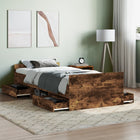 Bed frame with head and footboard smoked oak 100x200 cm