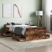 Bed frame with head and footboard smoked oak 100x200 cm