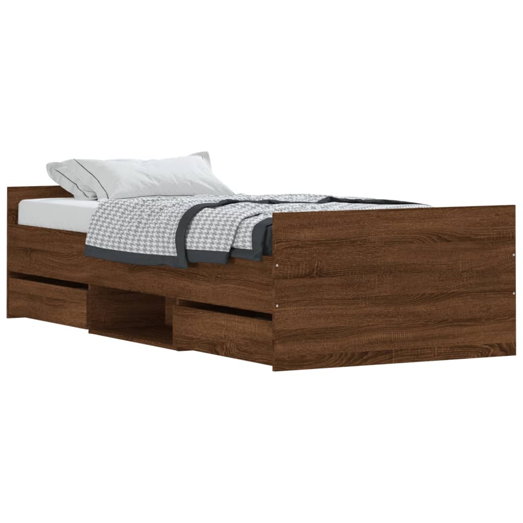 Bedframe Met Hoofd- En Voeteneinde Bruineikenkleurig 100 x 200 cm bruin eikenkleur