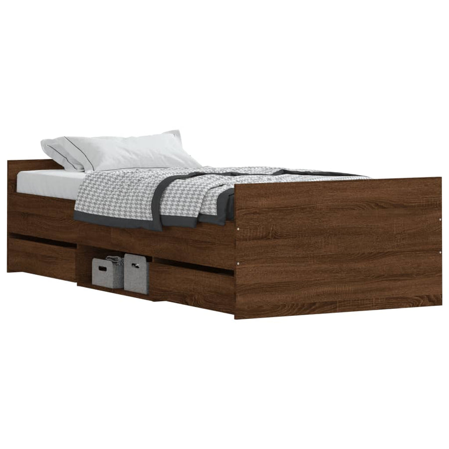 Bedframe Met Hoofd- En Voeteneinde Bruineikenkleurig 100 x 200 cm bruin eikenkleur
