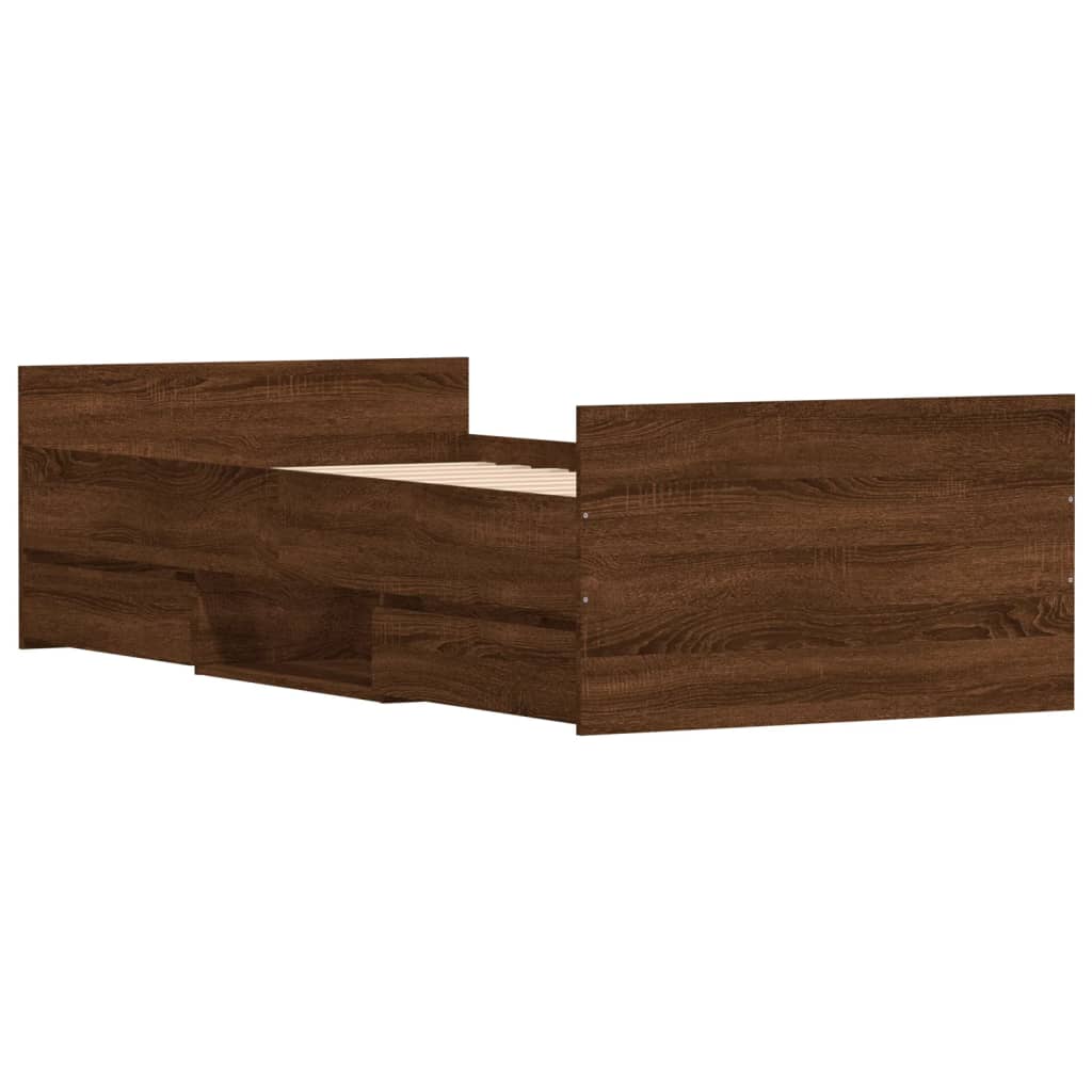 Bedframe Met Hoofd- En Voeteneinde Bruineikenkleurig 100 x 200 cm bruin eikenkleur