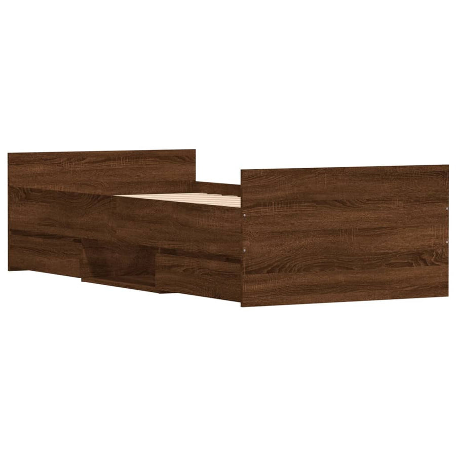 Bedframe Met Hoofd- En Voeteneinde Bruineikenkleurig 100 x 200 cm bruin eikenkleur
