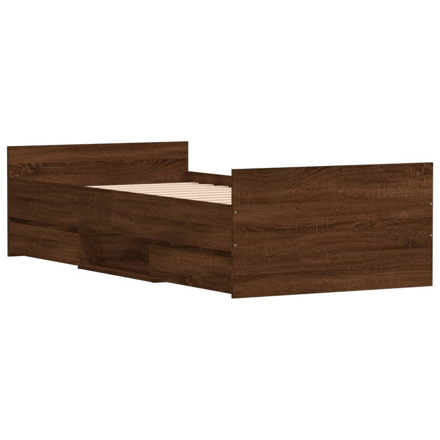 Bedframe Met Hoofd- En Voeteneinde Bruineikenkleurig 100 x 200 cm bruin eikenkleur