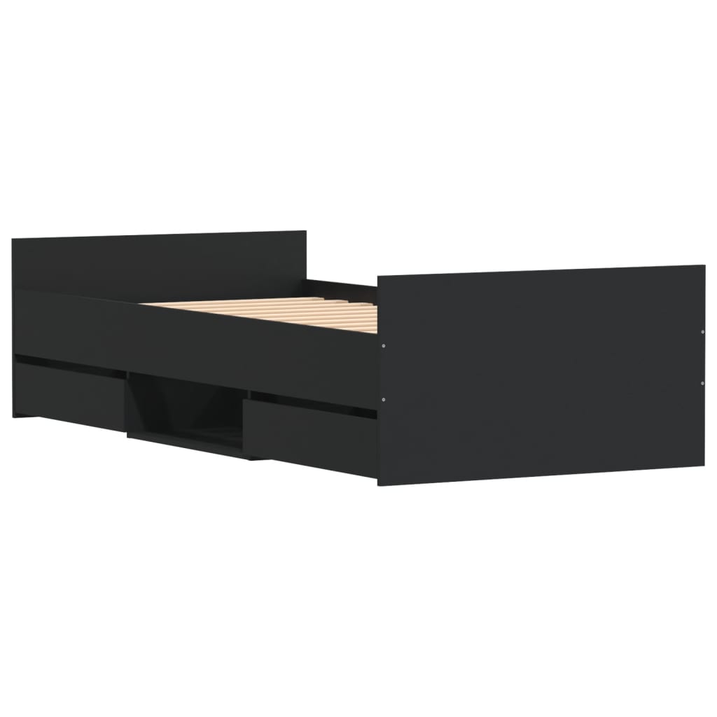 Bedframe Met Hoofd- En Voeteneinde 90 x 200 cm Zwart