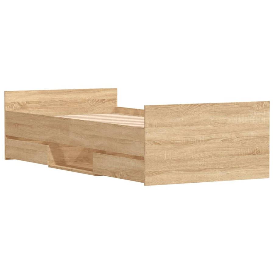 Bedframe Met Hoofd- En Voeteneinde Kleur 90 x 200 cm Sonoma eiken